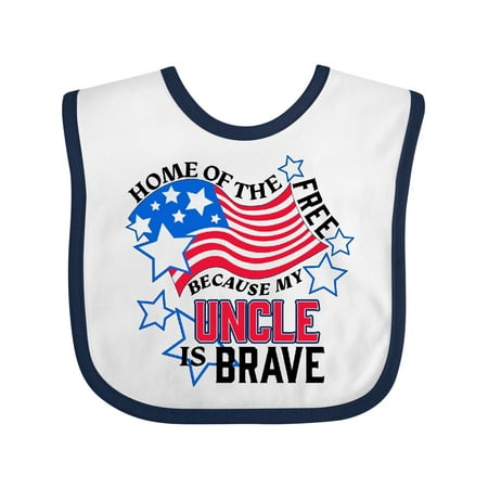 

Inktastic Home of the Free Because My Uncle is Brave Gift Baby Boy or Baby Girl Bib