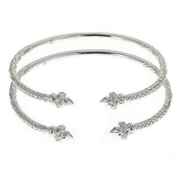 Better Jewelry Thin Ridged Arrow Taj Mahal .925 Sterling Silver West Indian Bangles (Pair 45g)