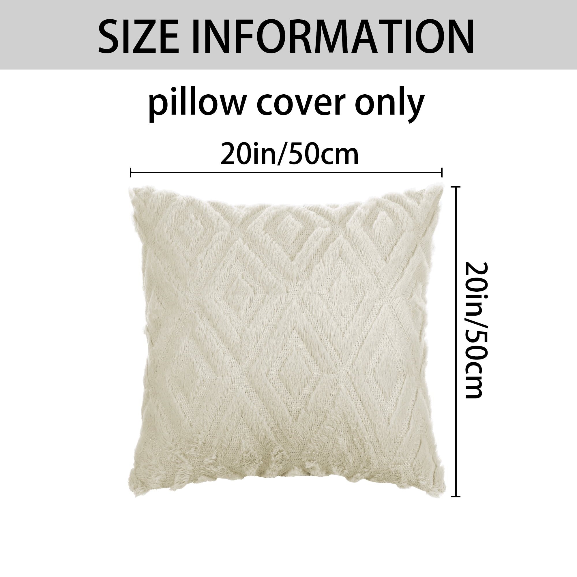 Unique Bargains Shaggy Plush Throw Pillow Covers Couch Pillow Covers (2 Count) Khaki-1 20" x 20"