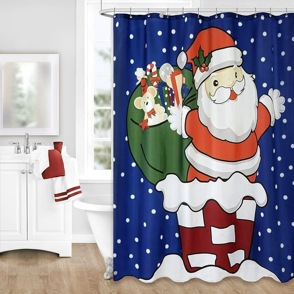 Santa Shower Curtains, Santa Shower Curtain Setup