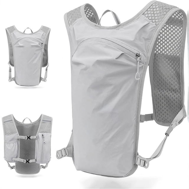 Mochila ligera para correr para hombres y mujeres, mochila transpirable para bicicleta, mochila con bolsa de agua para ciclismo, chaleco deportivo (gris abuela)