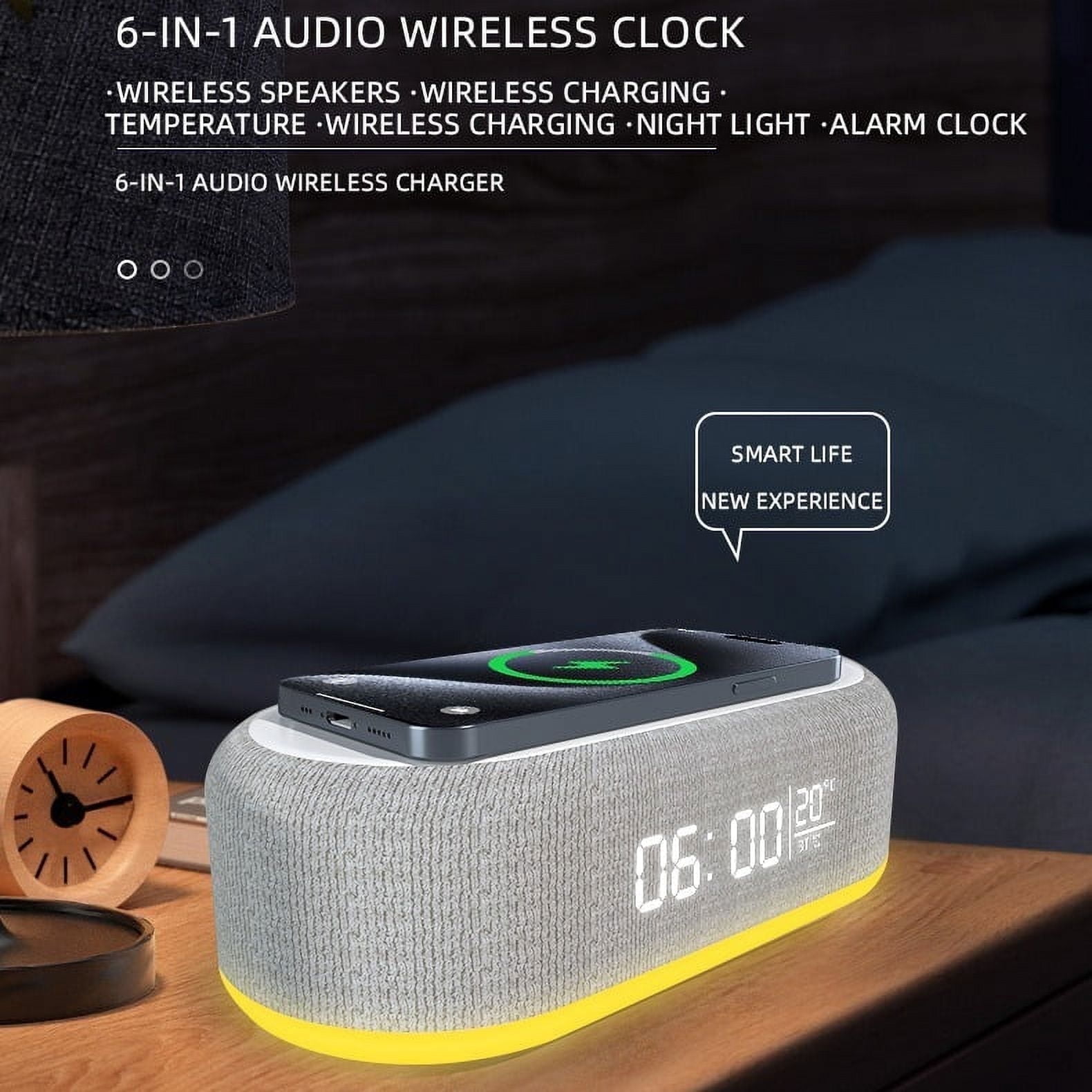 Tancola Regular Calming Bedroom Sleep Sound Machine with Wireless Charger, Digital Alarm Clock, Night Light for Adult, White