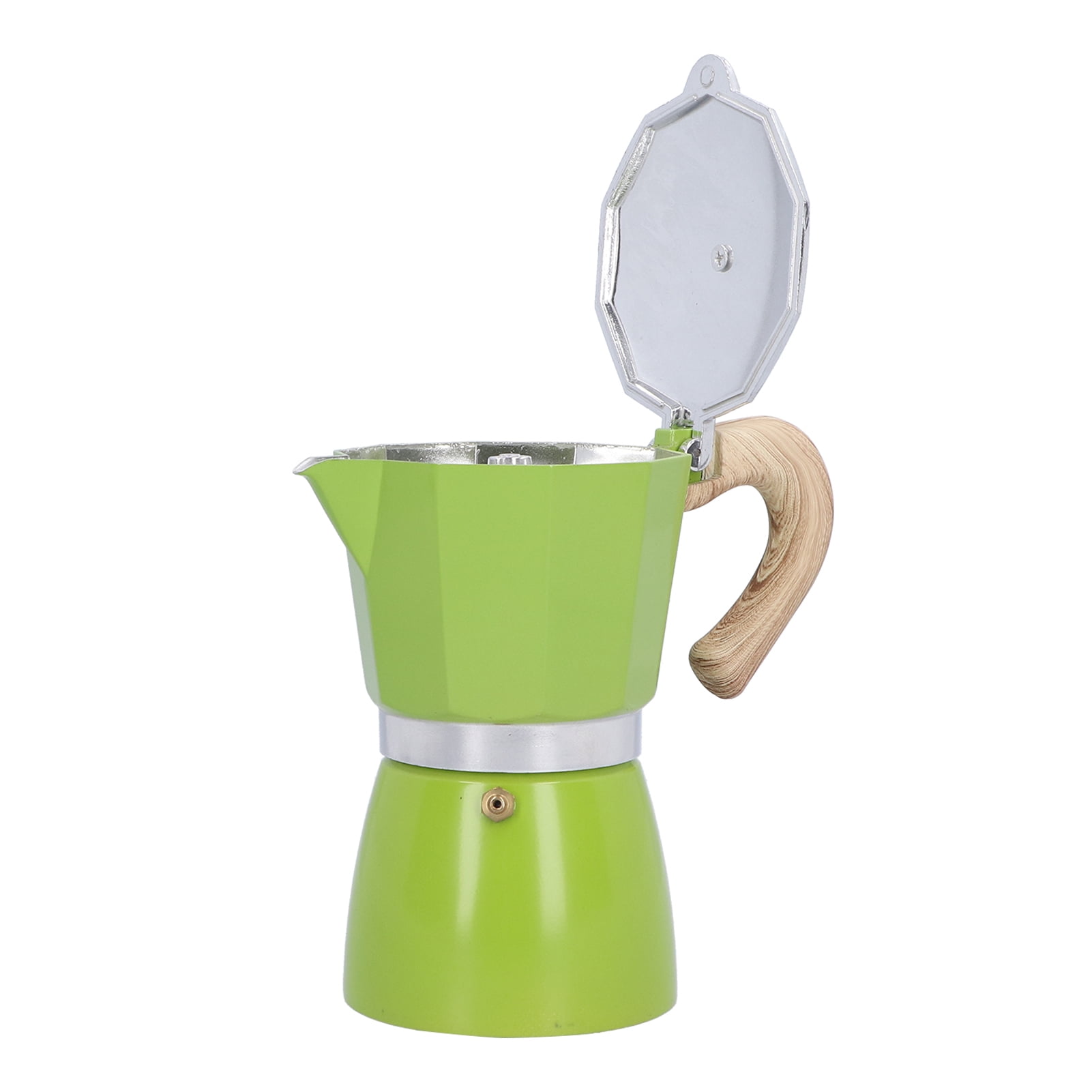 YAHHU 300ML 6-Cup Aluminum Stovetop Espresso Maker, Premium Classic Moka Pot Coffee Kettle for Gas and Camping Stoves, Authentic Italian Style Brewing, Green Color (10.14 oz / 300 ml)