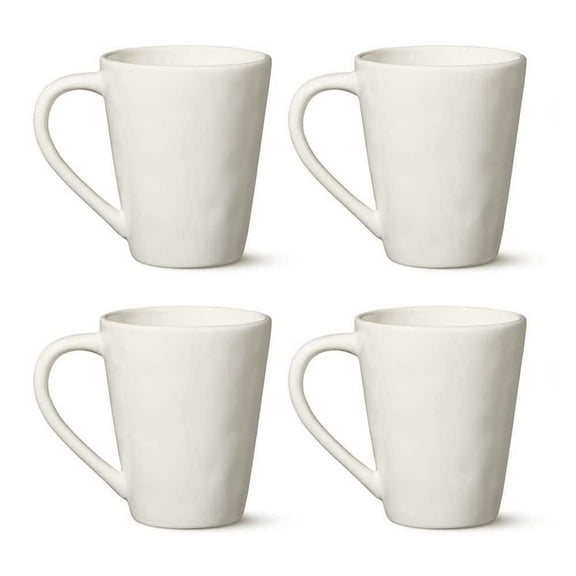 Linen 18 oz. Cream Stoneware Mug Set of 4