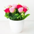 thumbnail image 3 of SPRING PARK Artificial Classic Rose Pattern Flowers Potted Fake Bonsai Plant for Home Office Table Decor, 3 of 7