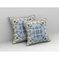 thumbnail image 4 of 20" X 20" Off White And Blue Floral Blown Seam Suede Throw Pillow, 4 of 5