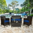 thumbnail image 3 of Gymax 8PCS Patio Rattan Conversation Furniture Set Outdoor w/ Navy Cushion, 3 of 10