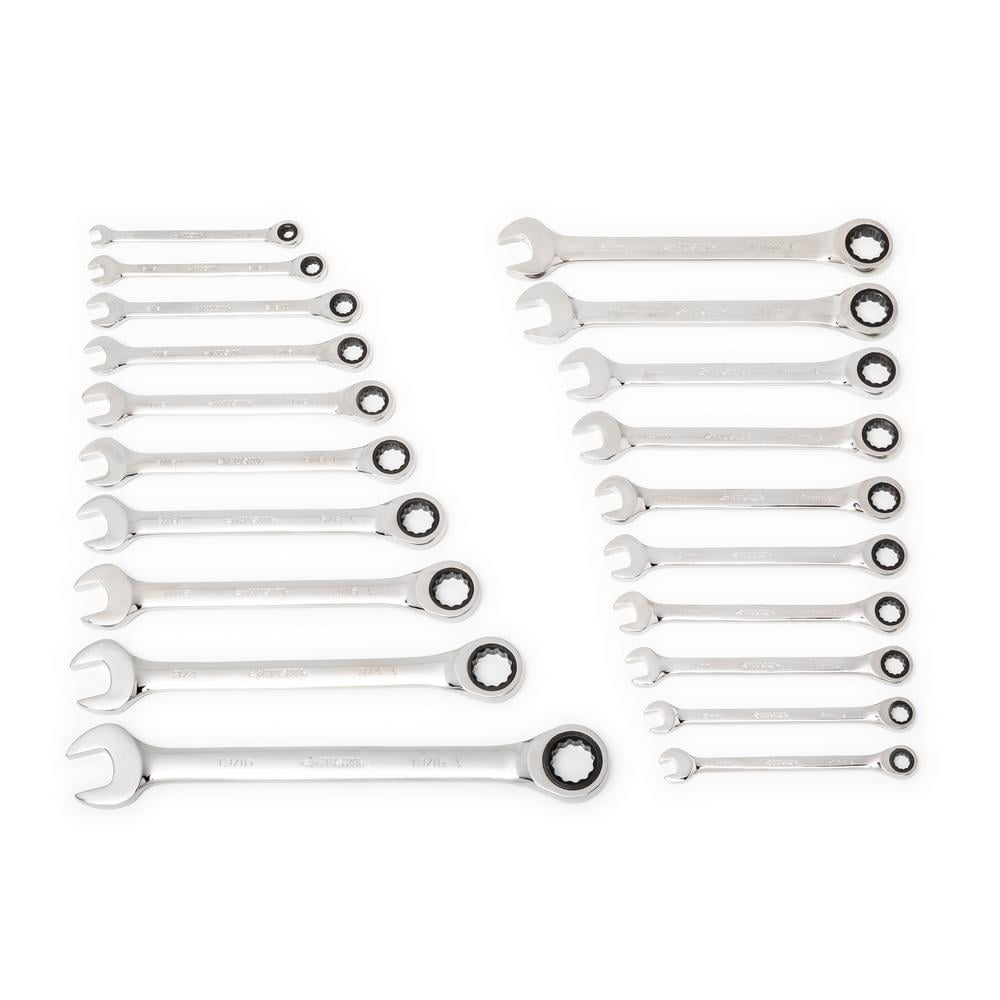 Ratcheting SAE/MM Combination Wrench Set (20Piece)