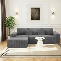 112.99" Boneless Cloud Couch, Gray Modern Sectional Couches for Living Room, Deep Seat Upholstered Sofa with Right Facing Chaise, No Assembly Required