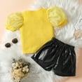 thumbnail image 2 of Vedolay Girls Summer Shorts Sets Girl Shorts Set Summer Short Sleeve Shirt and Shorts Casual Set,Yellow 4 Years, 2 of 3