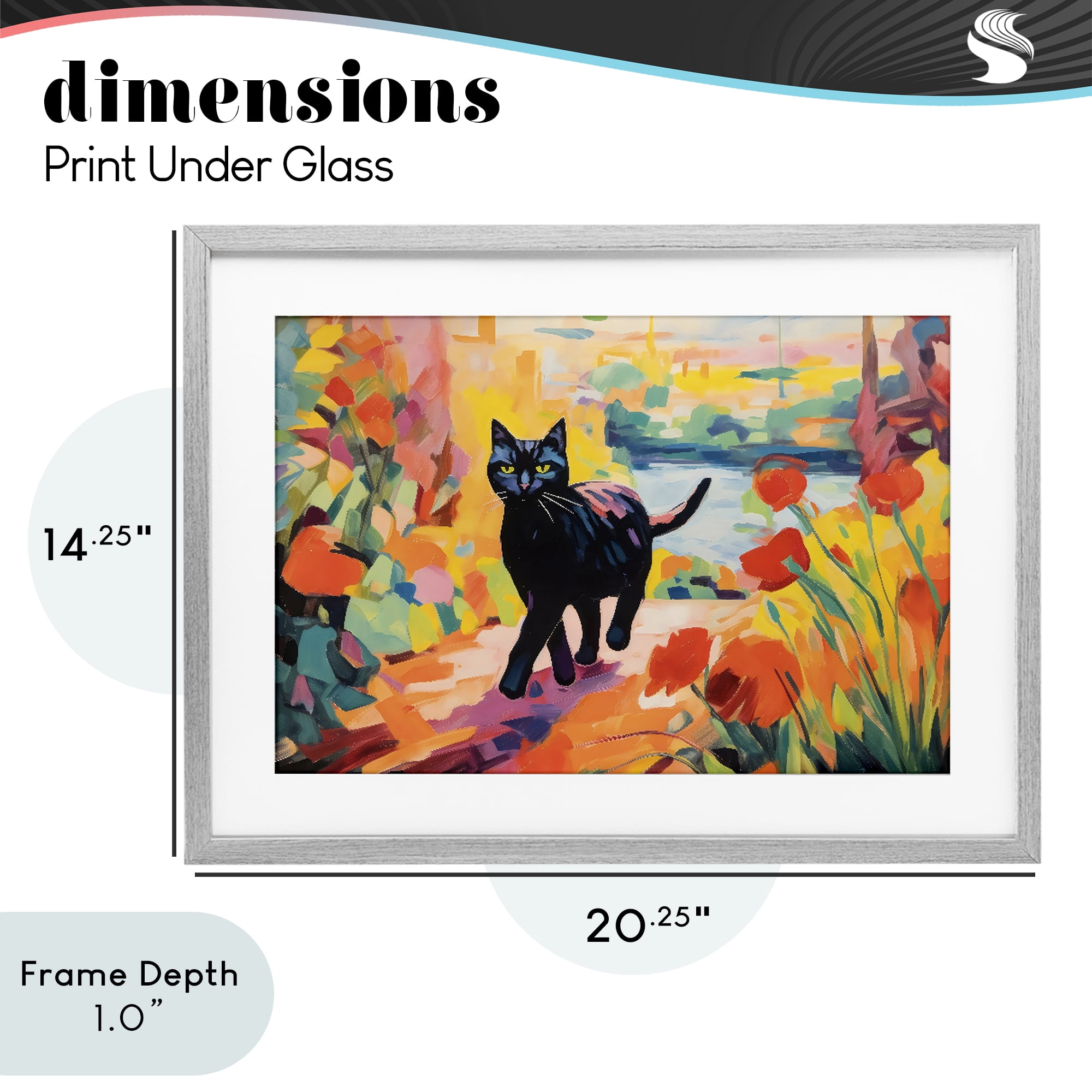 Stupell Industries Sunlit Black Cat in Garden Gray Framed Print Under Glass, design by Creative Studio