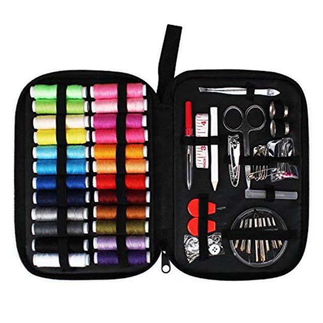 Kit de costura todo en uno de 90 piezas, accesorios de hilo de coser de emergencia de viaje y bolsa de almacenamiento, color al azar Jumpingount JJ16354-00B