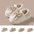 thumbnail image 3 of Xfvqtps Fluffy Slippers for Women Knit Bow Winter Warm Thick Sole PVC Slip on Cover Heel Furry Cozy Indoor and Outdoor Plush Shoes, 3 of 5