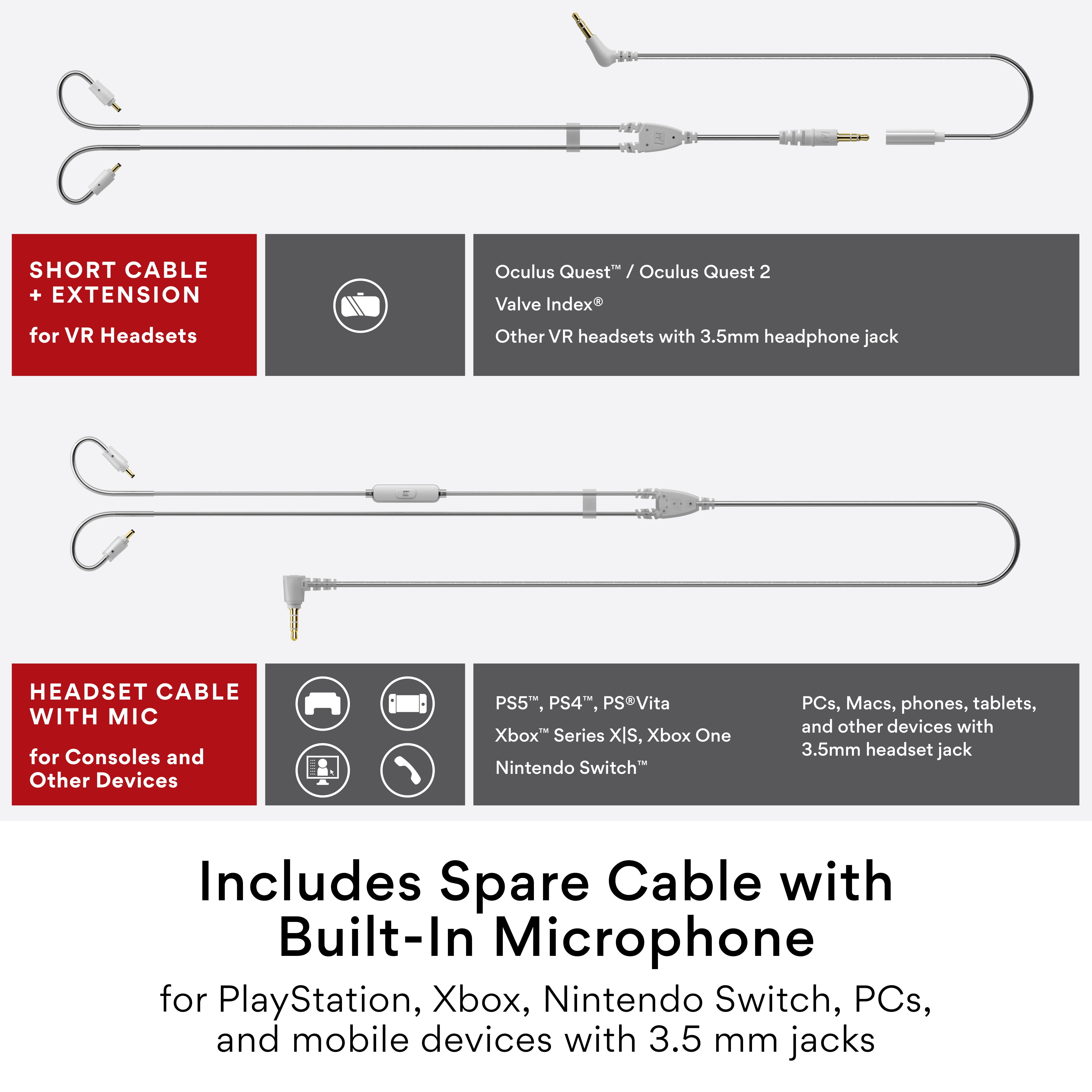 MEE audio M6 VR In-Ear Gaming Headset with Mic Cable, Clear