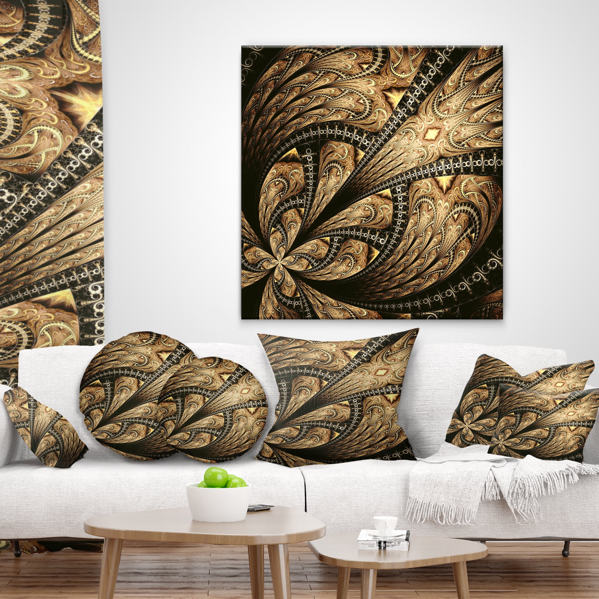 Designart 16" x 16" Contemporary, Modern Black Polyester Throw Pillow
