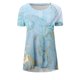 thumbnail image 4 of ICHUANYI Clearance Women's Fashion Printed T-shirt Short Sleeves Blouse Round Neck Casual Tops(Light Blue, XL) ICHUANYI WER2023081112229, 4 of 5