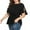 Black, variant on Women's Solid Plus Size Short Sleeve Shirt Belted Knot Blouse Tops Casual V-Neck Tops Black XXXXXL