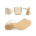 thumbnail image 2 of BLISSFUL STEP Satin Rhiness Open Toe Block Heel Sandals for Women Champagne (Size 9), 2 of 6