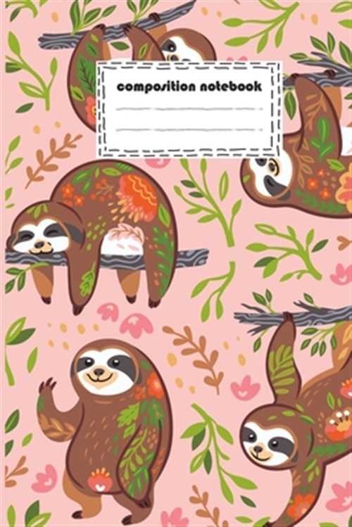 Composition Notebook Cute sloths with floral ornament in the jungle for everyone love sloths