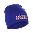 thumbnail image 2 of I&W Sports Team Coach Arch Letters Winter Knit Cuffless Beanie 3D Raised Layers, Royal Beanie White Red, 2 of 2
