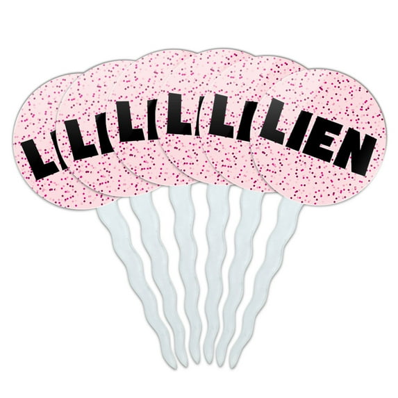 Lien Cupcake Picks Toppers - Set of 6 - Pink Speckles
