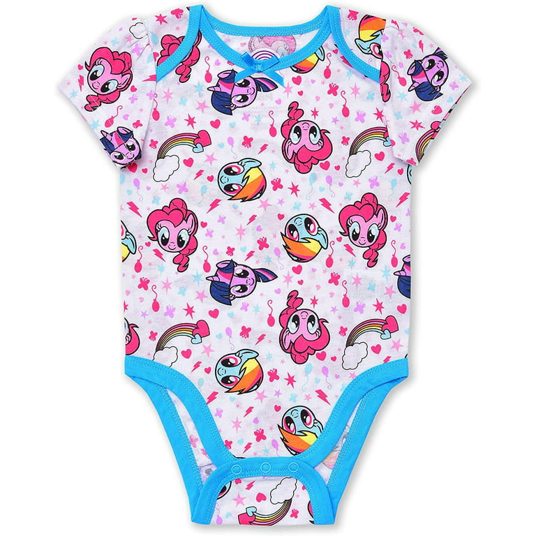 My Little Pony Rainbow Dash, Fluttershy and Twilight Sparkle Girls 5 Pack  Mix of Character and Roleplay Onesies, Newborn