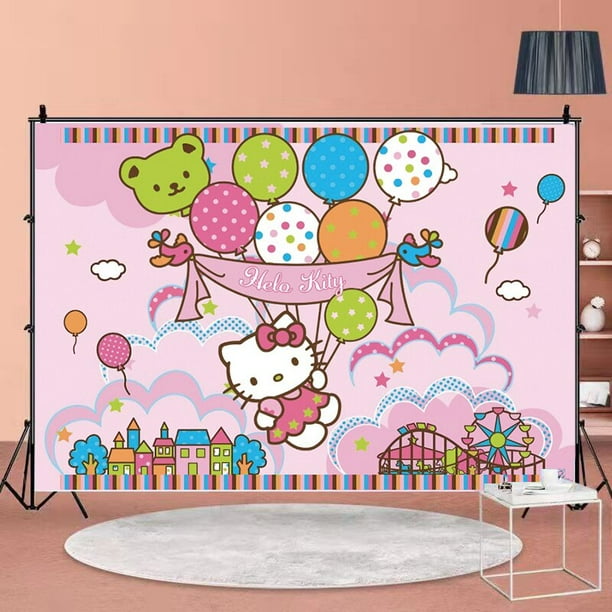 Hello Kitty-vajilla desechable de dibujos animados para niños, vasos, platos, servilletas, globos para fiesta de cumpleaños, Baby Shower, suministros de regalo