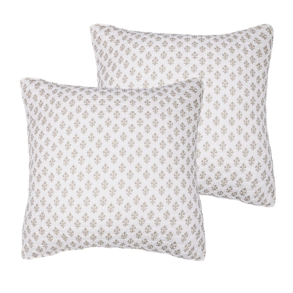 Levtex Home Angelica Off-White Euro Sham Set of 2 (26x26in) – 100% Cotton – Botanical Pattern – Tie Closure – Soft, Lightweight Euro Shams – Inserts Not Included