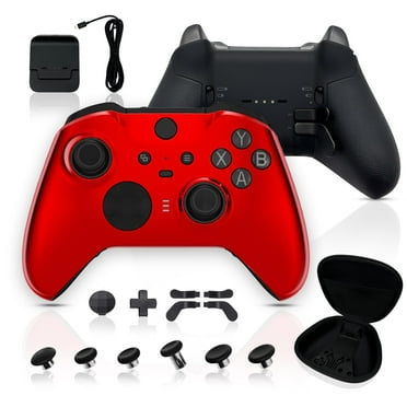 Silent Modz Custom Elite Series 2 Wireless Controller Compatible with Xbox Series X, Xbox Series S, Xbox One, Mobile & PC – Starter Bundle Gaming Controller with Accessories & Case (Chrome Red)