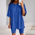 thumbnail image 3 of Workout Sets for Women Shorts Short Sleeve Crewneck Oversized T Shirt and Legging Shorts 2 Piece Matching Set Gym Yoga Set, 3 of 6