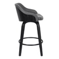 thumbnail image 3 of Armen Living Alec Modern Faux Leather Swivel Barstool in Black and Gray, 3 of 7