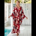 thumbnail image 4 of Vestido Caftán con Estampado Animal para Mujer, Talla Grande, para Playa, Verano 2025 Rojo y Azul Talla Única, 4 of 10