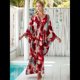 thumbnail image 4 of Vestido Caftán con Estampado Animal para Mujer, Talla Grande, para Playa, Verano 2025 Rojo y Azul Talla Única, 4 of 10