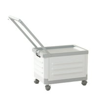 HBBKVI 17x11x9.5in Foldable Storage Box with Wheels Living Room Storage Box with Wheels Foldable Trolley Book Box Toy Classroom Storage Box Clothes Home Storage Box