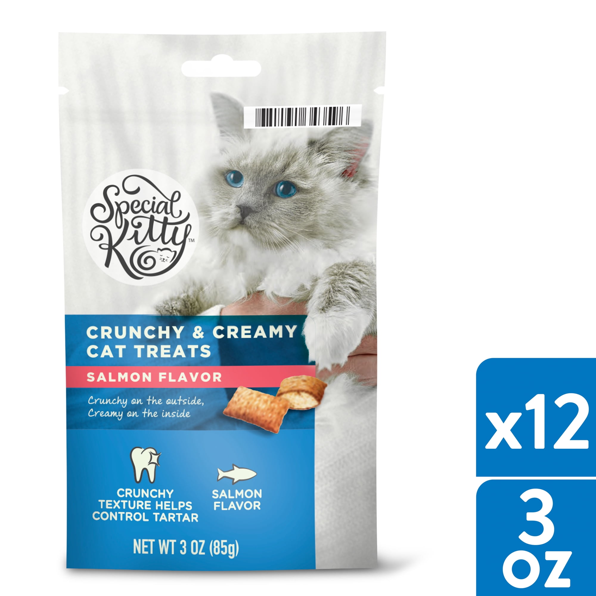 Special Kitty Crunchy & Creamy Cat Treats, Salmon, 3 oz, Bag (12-Pack)