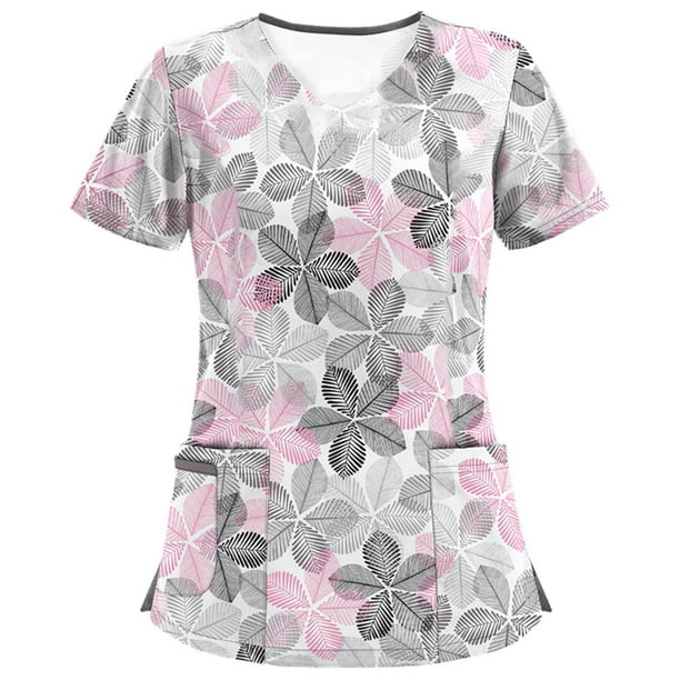 ICHUANYI Clearance Women Short Sleeve V-neck Tops Working Uniform Blouse(White, M) ICHUANYI WER2023080702143