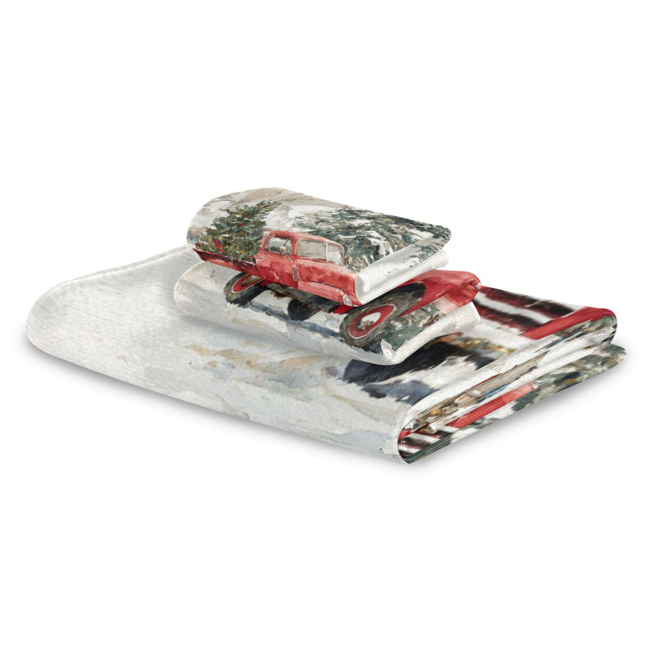 3 Piece Bath Towels Set Bath Towel, Hand Towel and Face Towel for Bathroom, Gym, Hotel Truck with Christmas Decorations