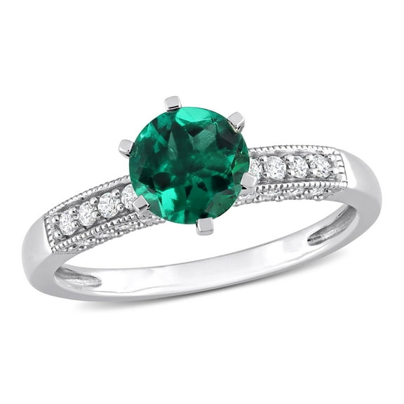 Everly Women's Created Emerald 10K White Gold Engagement Ring