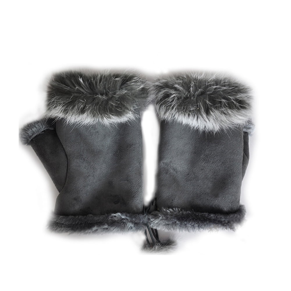 fur half gloves