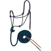 3/8' X 1/2" X 10' Diamond Braid Horse Roper Halter & Lead Color: Navy/Dark Red/White
