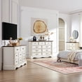 thumbnail image 4 of ZBOM 6 Drawer Dresser, Farmhouse Style Chest of Drawers with Charging Station, Modern Storage Dresser Organizer TV Cabinet for Bedroom, Living Room, Hallway, 4 of 9