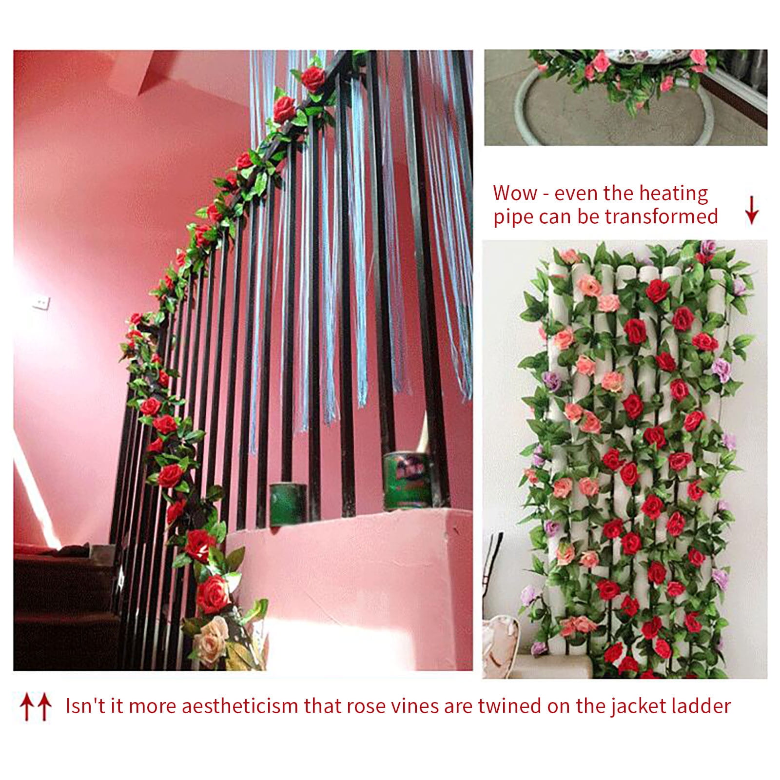 Artificial Flowers Rose Vine, Diy Fake Flower Vine Room Decorative, Ivy  Silk Flower String Home Hanging Garland Party Wedding Arch Decoration, Door  Frame Air Conditioning Water Pipe Decoration, Room Decor, Home Decor 