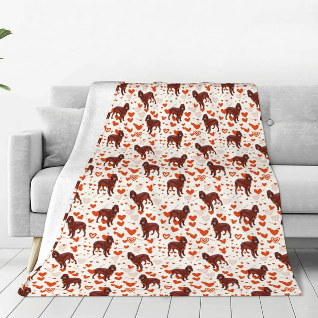 Fotbe dog Valentine's day Manta de Franela Acolchonada con Estampado, Súper Suave y Esponjosa, Extra Grande para Sofá, Cama, Uso Todo el Año-40"x30"