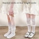 thumbnail image 4 of Lace Trimmed Mesh Knee Socks for Girls Soft Cotton Stretch Wear In Tube Socks Stackable for Play & Dress Up White XL, 4 of 4