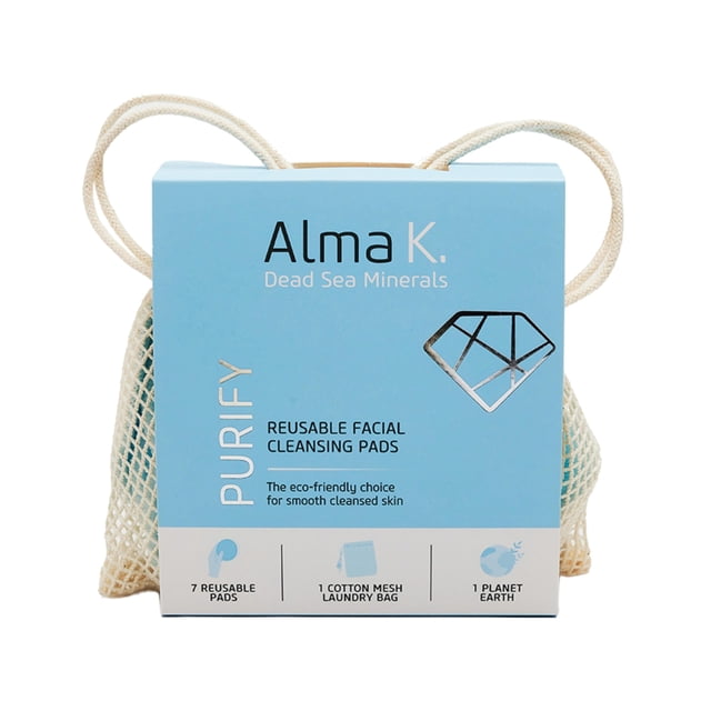 Almohadillas limpiadoras faciales reutilizables Alma K, lavables, 8 unidades con bolsa