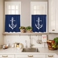 thumbnail image 4 of Kitchen Window Curtains Valance and Tier Set, Nautical Anchor on Dark Blue Rod Pocket Tier Curtain Valance Set, Coastal Marine Light Filtering Cafe Curtains for Bedroom Living Room, 4 of 9