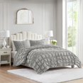thumbnail image 2 of Gracie Mills Hydra Comforter Set 3 Piece Stripe Ruched Soft White GRACE-15836, 2 of 5