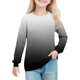 thumbnail image 2 of Cowsor Girl's Crew Neck Tie Dye Sweatshirts with No Hood Casual Color Block Long Sleeve Pullover Tops, 2 of 7