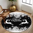 thumbnail image 3 of Black Christmas Round Rug 5ft Washable Circle Kitchen Rugs Non Slip Elk Xmas Snowflake Winter Deer Large Area Rug Indoor Floor Carpet for Bedroom Living Room Home Office Dining Room Nursery, 3 of 8
