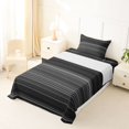 thumbnail image 3 of Castle Fairy Geometric Gradient Horizontal Stripe Twin Sheets 3pcs,Minimalist Thin Line Bedding,Black Gray Silver,1 Flat Sheet, 1 Fitted Sheet and 1 Pillowcase, 3 of 7